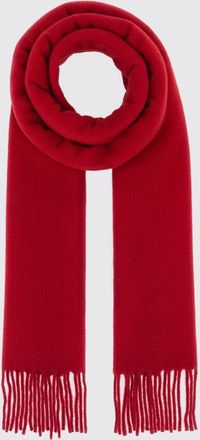 Ami Pure Wool Scarf with Embroidered Logo and Fringed Edges