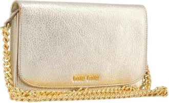 Miu Miu Pre-owned Shoulder Bag - Dames - Vintage Schoudertas - Beige - ONE Size - Leer - Vintage