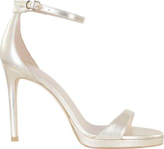 Stuart Weitzman Gold Nudist Platform Ankle-Strap Leather Sandals