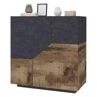 Dmora Aparador Dkoud, Aparador De Cocina Con 2 Puertas, Buffet Para Sal&oacute;n, 100% Made In Italy, Cm 100x43h106, Pizarra Y Arce - Dmora