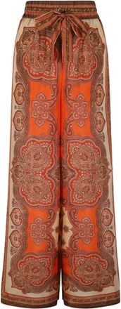 Zimmermann Zijden broek met paisleyprint en wijde pijpen - Dames - Wijde Broeken - Veelkleurig - S - Broeken