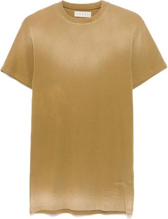 Paura Geribbelde Tee in Olijfgroen - Heren - T-shirts - Bruin - M - Katoen - Tops