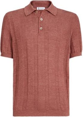 Brunello Cucinelli Rib knit polo in Terracotta at Nordstrom, Size 58 It