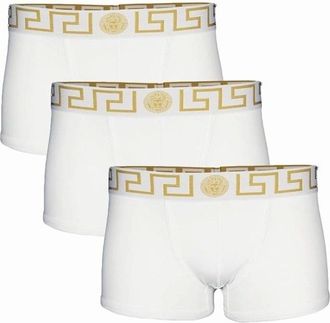 Versace Mens VERSACE 3-Pack Greca Border Boxer Trunks, White - Size: 37/36/32