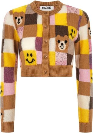 Moschino Truien & Vesten, Dames, Veelkleurig, M, Wol, Smiley e Teddy Bear Cardigan