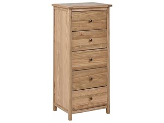 Beliani C&oacute;moda de 5 cajones madera de sasafr&aacute;s marr&oacute;n