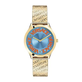 Versace Logo Halo Dameshorloge Paars Goud - Dames - Horloges - Geel - ONE Size - Accessoires