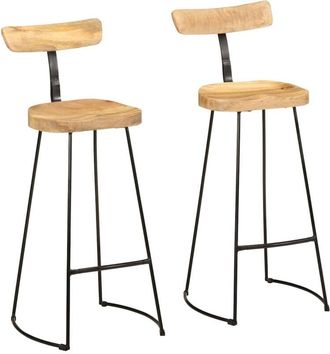 vidaXL Bar Stools 2 pcs 49x43x103 cm Solid Wood Mango Vidaxl