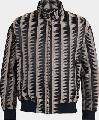 Emporio Armani Men & apos;s Stripe Jagged-Edge Bomber Jacket