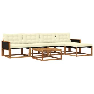 vidaXL Conjunto De Sof&aacute;s De Exterior Con Coj&iacute;n 6 Pcs Natural Y Crema Vidaxl