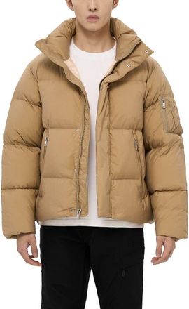 AlphaStyle Leverett Cropped Down puffer in Beige at Nordstrom, Size X-Small