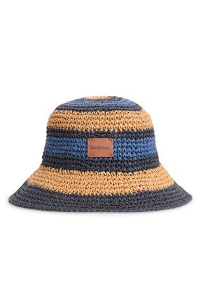 Barbour Josie Crochet Bucket Hat in Indigo/Tan/Black at Nordstrom, Size Large