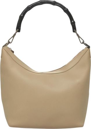 Gucci Bamboo Beige Leather Handbag (Pre-Owned)
