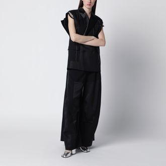 sacai Gilet in organza di lana nero