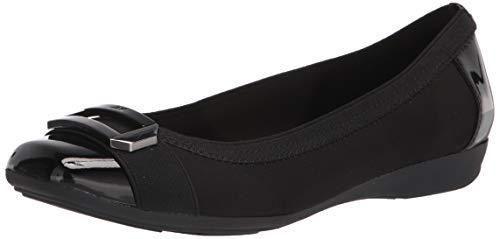 Sandale Femme Anne Klein - Cuir Noir, Talon Plat - Taille US 7 (pointure 37-38 Env.) - Occasion Excellent état