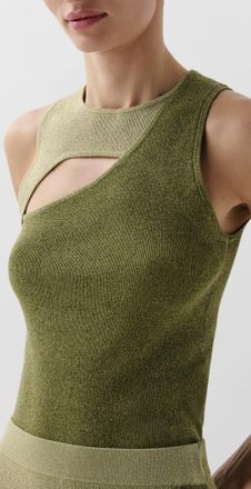 Scalpers Lurex Duo Knit Top in Khaki at Nordstrom, Size Medium Eu