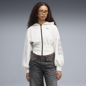 Puma Felpa con cappuccio Street Glam da donna, Abbigliamento, Bianco, XL