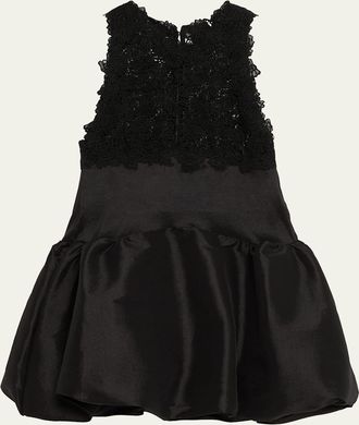 Kika Vargas Hattie Lace and Taffeta Bubble Mini Dress