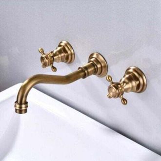 OEM Grifo Mezclador Mural Para Lavabo De Ba&ntilde;o, 3 Orificios - Color Antiguo