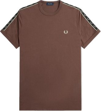 Fred Perry Contrast Tape Ringer T-Shirt - Heren - T-shirts - Bruin - XL - Katoen - Tops