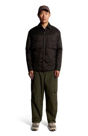 Lyle & Scott Long Sleeve Collared Insulated Overshirt in Jet Black at Nordstrom, Size Xx-Large