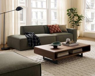 Castlery Jonathan Side Chaise Sofa Left Facing, Performance Twill Moss, Modular, Low-Profile for Castlery