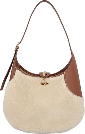 Loro Piana Borsa a spalla Bobbin media in shearling con rifiniture in pelle - Toni neutri