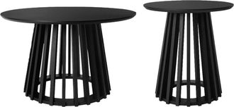 Sweeek Juego de 2 mesas de centro redondas negras 40cm y 60cm