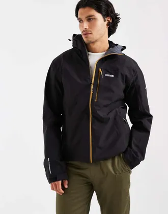 Regatta Birchdale II - Giacca impermeabile e traspirante nero e marrone con cappuccio