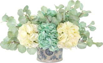 Creative Displays Inc. Handmade Faux Hydrangeas & Eucalyptus In Decorative Vase