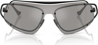 Ferrari 132mm Rimless Rectangular Sunglasses in Matte Black /Grey Mirror at Nordstrom