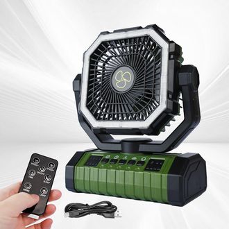 OEM Ventilador Port&aacute;til De 20000 Mah Con Led, Rotaci&oacute;n De 270&deg;, Control Remoto Y Gancho - Ideal Para Camping, Oficina O Tienda De Campa&ntilde;a, Color Turquesa 