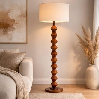 Pagazzi Trezza Walnut Floor Lamp in Brown