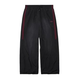 Balenciaga Wide Trousers, male, Black, Size: L Reversible Techno Cotton Poplin Track Pants