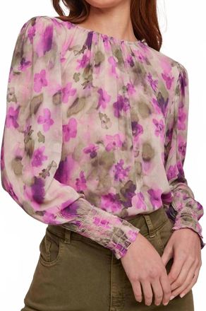 Bella Dahl Smocked Sleeve Blouse In Floral Camo