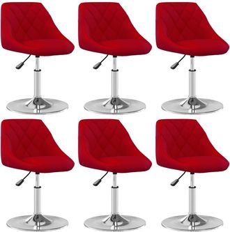 vidaXL Sillas De Comedor Giratorias 6 Unidades Terciopelo Rojo Tinto Vidaxl
