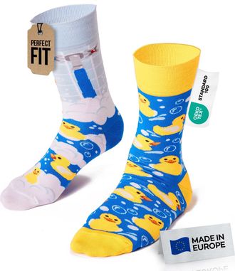 Many Mornings Bath Ducks Mismatched Socks, Multi-Color, 43-46