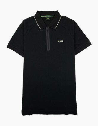 HUGO BOSS Mens Hugo Boss Philix Structured-cotton Polo Shirt With Contrast Logo Black 001 - Size: 46