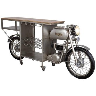 Wanderlust Deco Moto barra botellero de metal gris 210x45x100