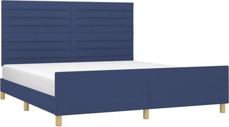 vidaXL Cama Sin Colch&oacute;n Tela Azul 160x200 Cm Vidaxl