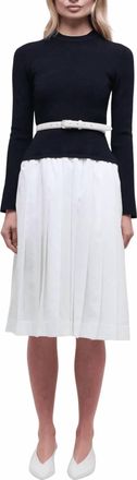 Jonathan Simkhai Heather Long Sleeve Belted Midi Dress In Black