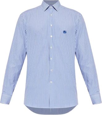Etro Overhemd met geborduurd logo - Blauw