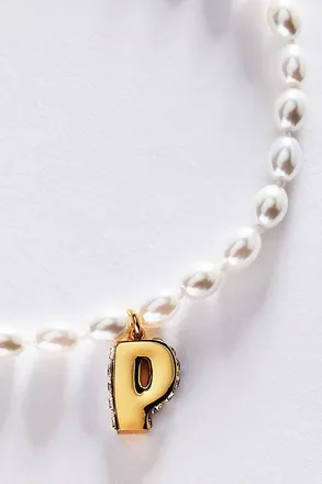Anthropologie Pearl Initial Necklace
