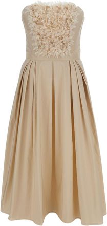 Elisabetta Franchi Beige Ottoman Bodice Dress
