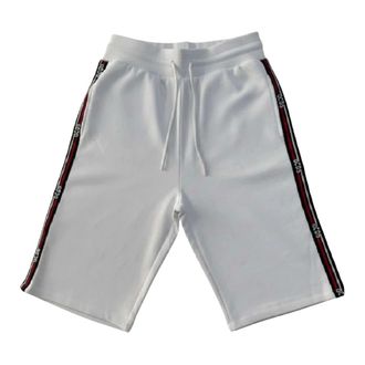 GCDS Pantalones cortos de felpa con cinta de logo - Shorts - Hombre - Blanco - XS