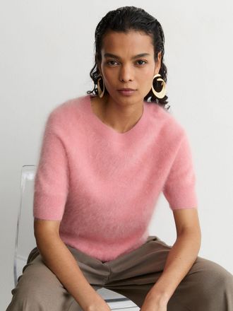 Reiss Pink Cashmere Short-sleeve Top, XS