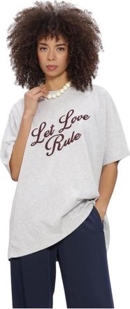 Catwalk Junkie Oversized Grafisch T-shirt - Dames - T-shirts - Grijs - S - Katoen - Tops