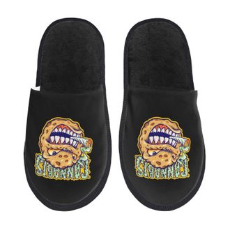 Generic Fuzzy Slippers Cookie And Cigarettes With Marijuana Home Slippers Plush Casual Slides For Guest Travel Women M