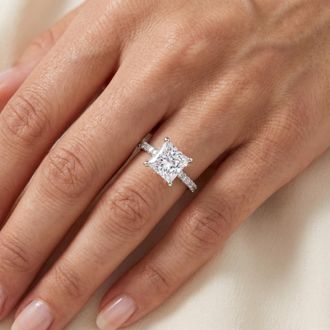 Pompeii3 2 3/4 Ct Princess Cut Lab Grown Diamond Engagement Ring 14k White Gold