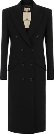 Elisabetta Franchi Jas in dubbellaags cr&ecirc;pe stof - Dames - Mantel - Zwart - L - Polyester - Jassen